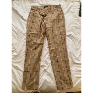 Ankle Crop Plaid Work Pants